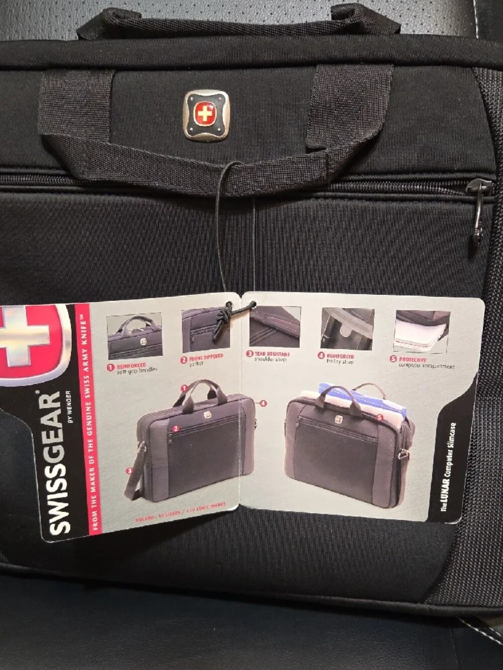 SwissGear Black Laptop Briefcase with Front Zipper Pocket